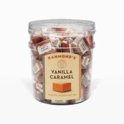 Natural Vanilla Caramels 10 Natural Vanilla Caramels -HAMMOND'S CANDIES Shop CWO4400Caramels VanillaTub edit